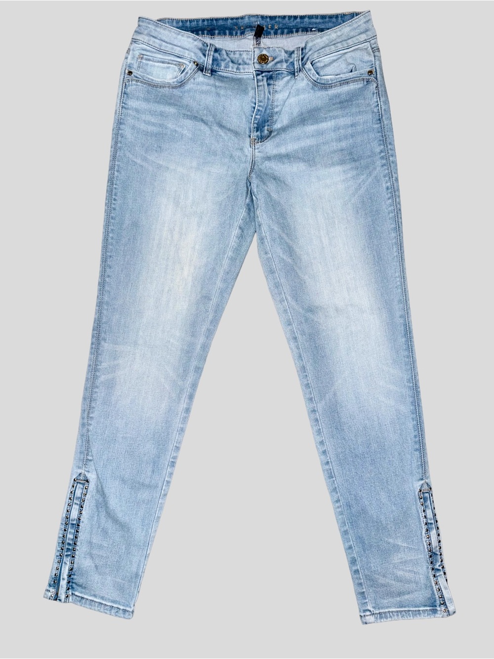 White House Black Market The Skimmer Light Wash Studded Jeans Size 8 Y2K
